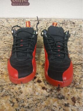 Jordan Retro 12 Low Basketball Shoes Black and Red 7Y